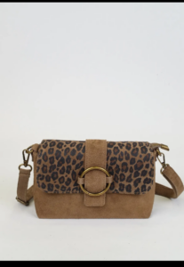Sac bandoulière cuir léopard — coloris Camel