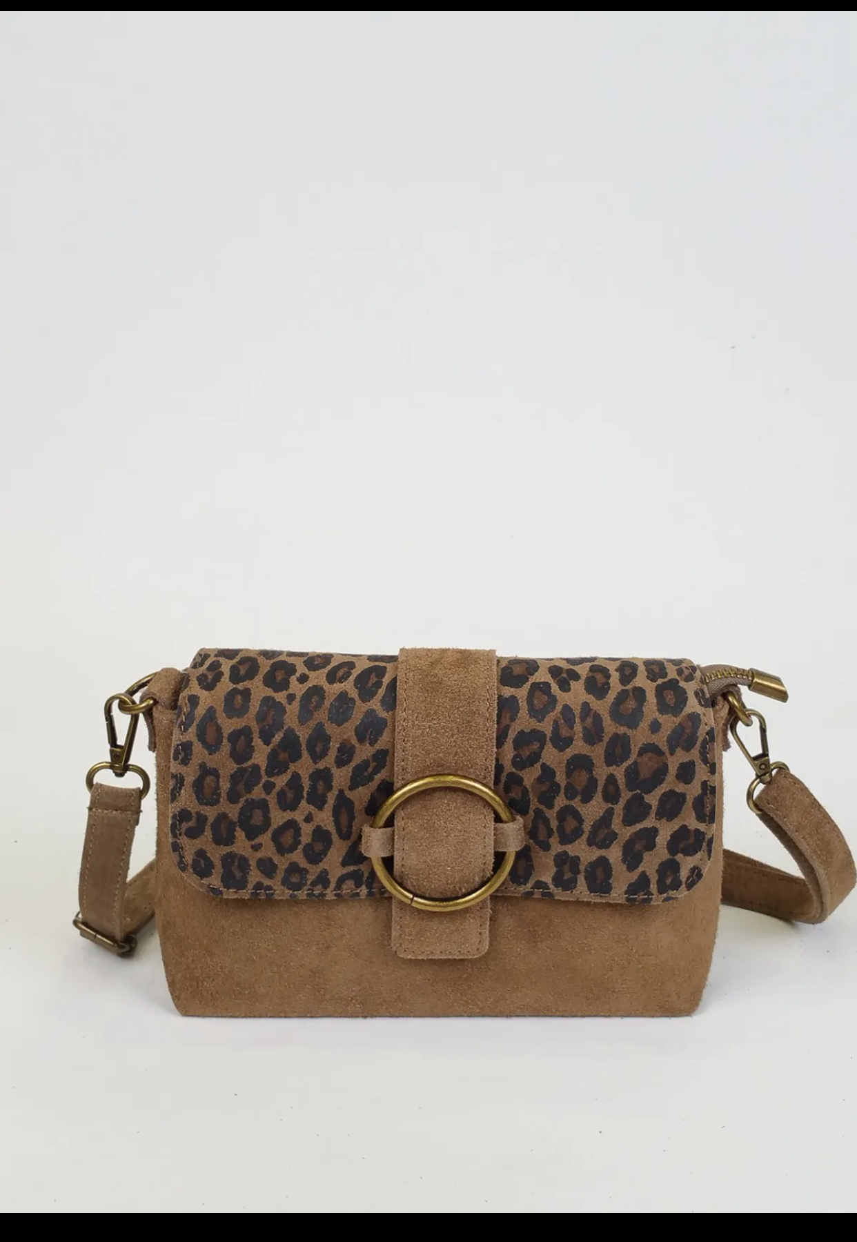 Sac bandoulière cuir léopard — coloris Camel