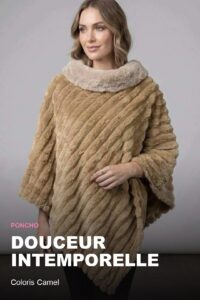 Poncho Fausse Fourrure Côtelée — Camel