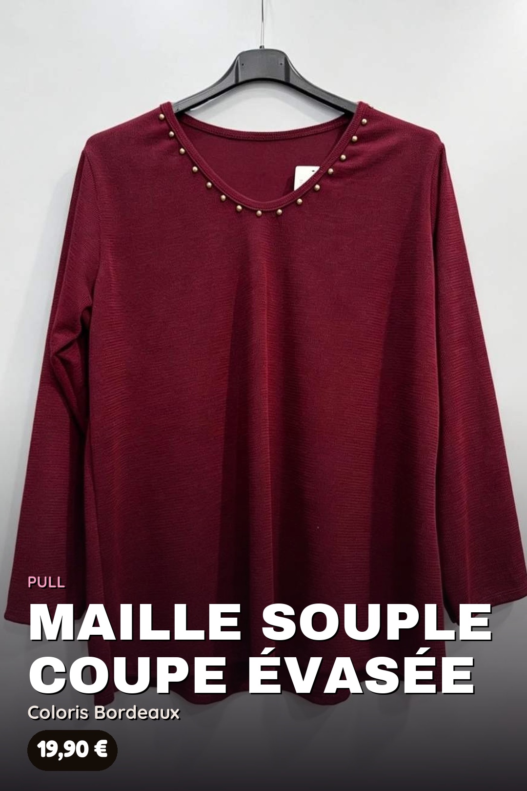 Pull Maille Souple à Col Clouté Doré – Image 10