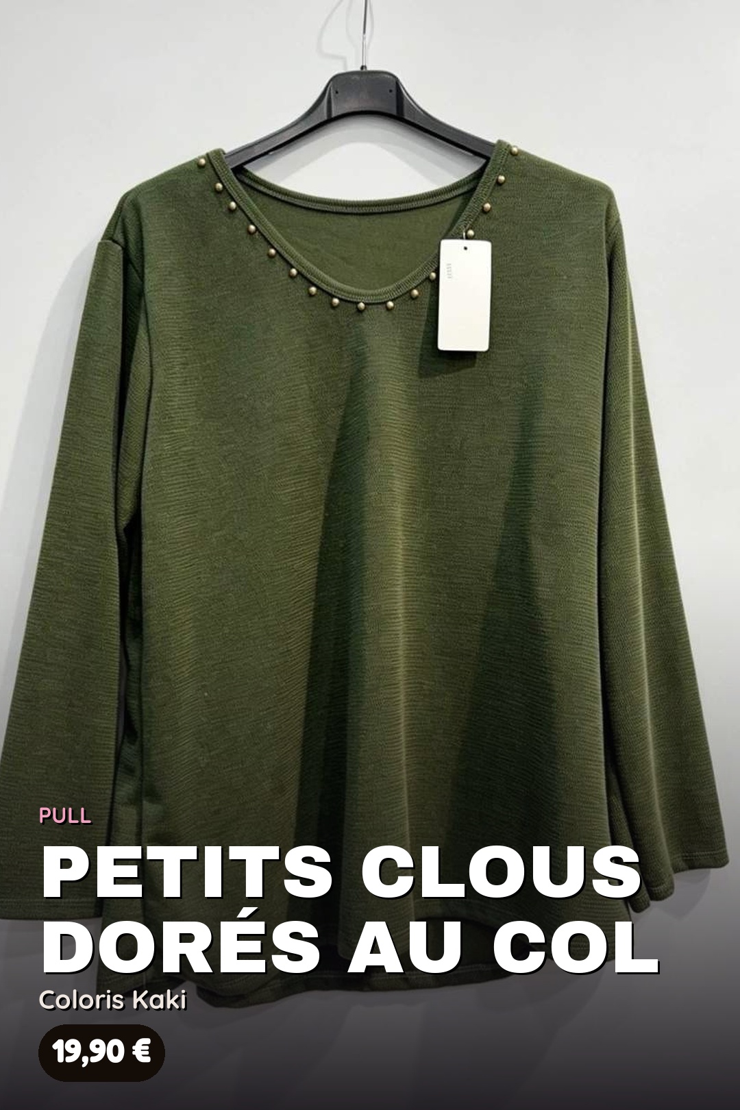 Pull Maille Souple à Col Clouté Doré – Image 8
