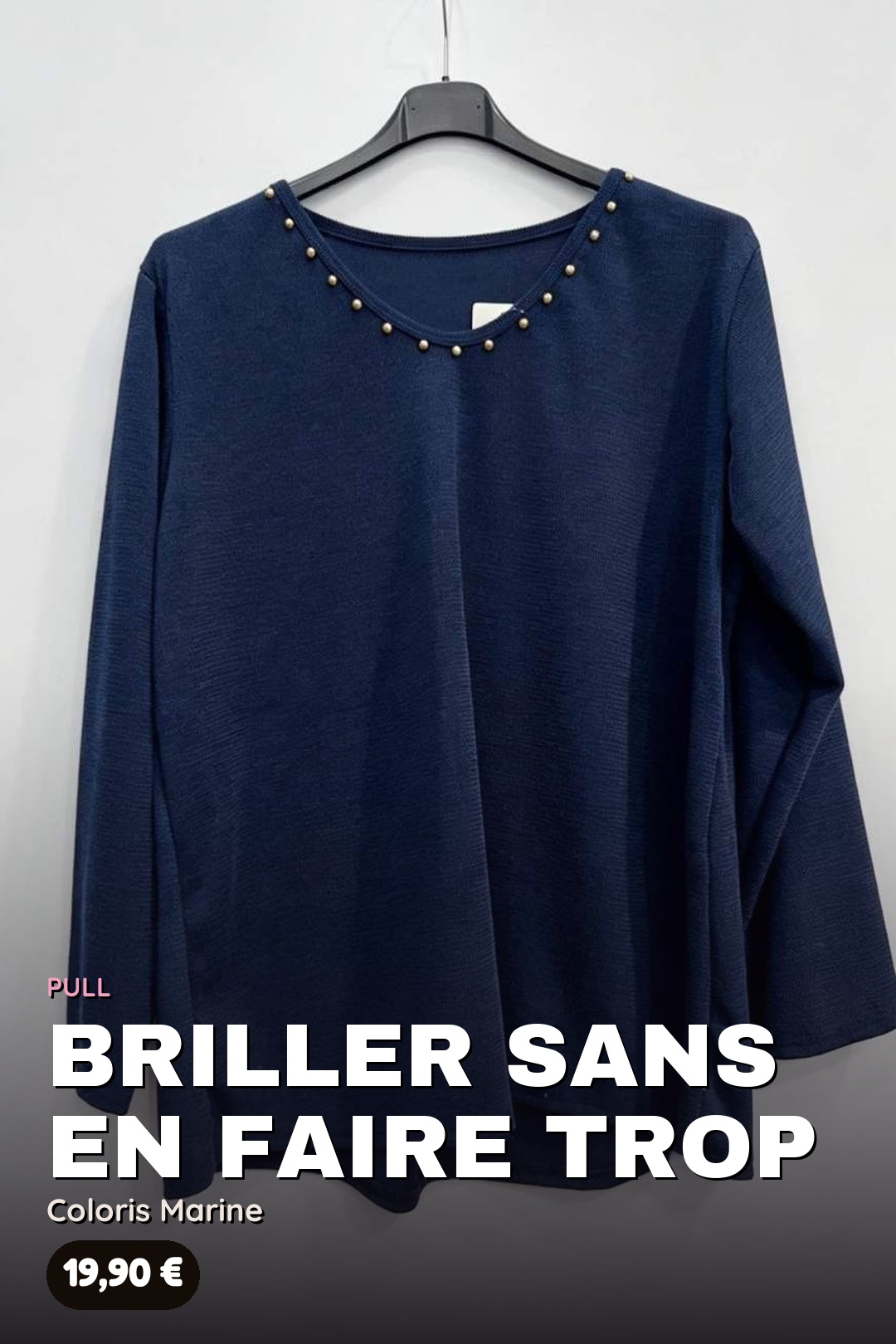 Pull Maille Souple à Col Clouté Doré – Image 3