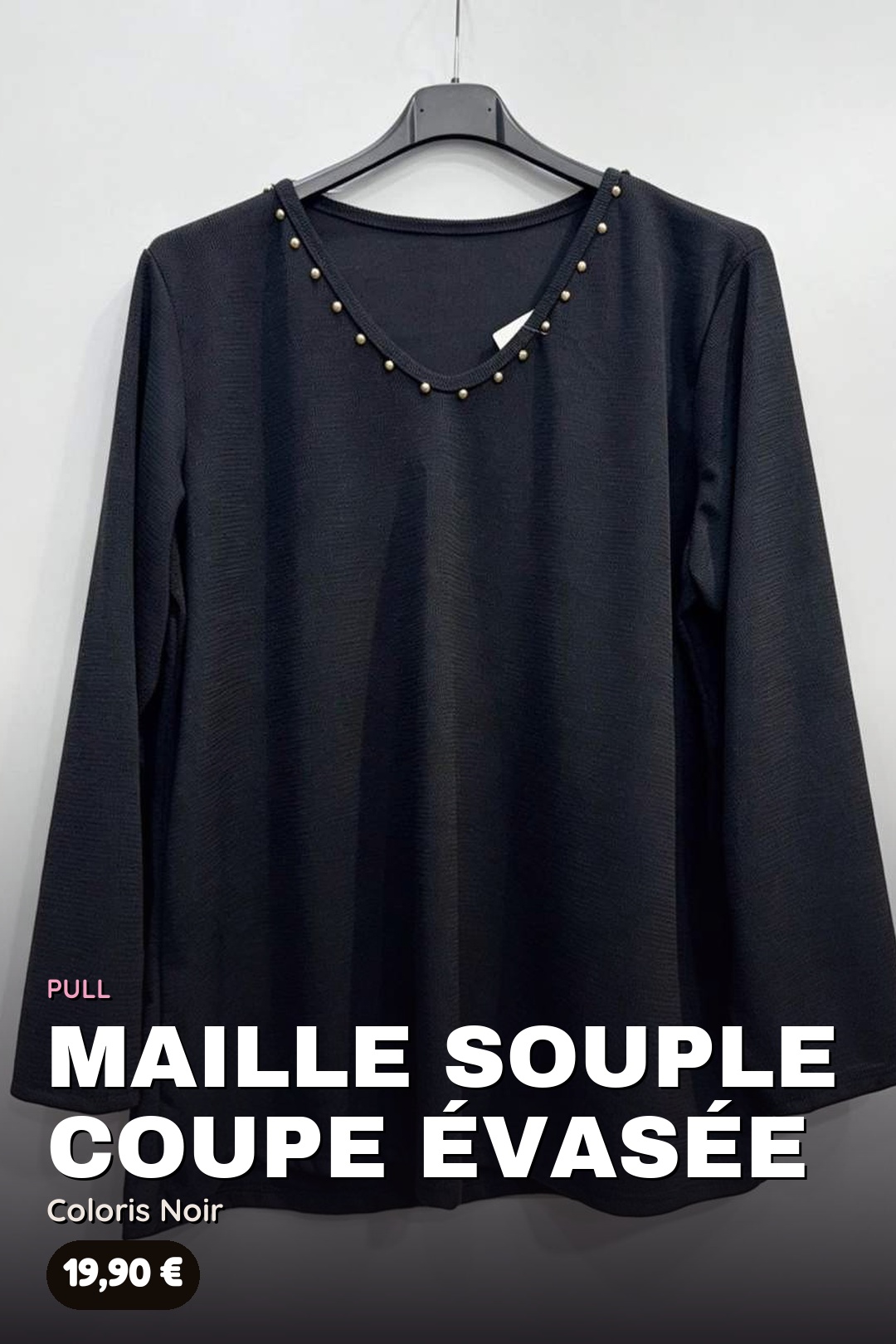 Pull Maille Souple à Col Clouté Doré – Image 9