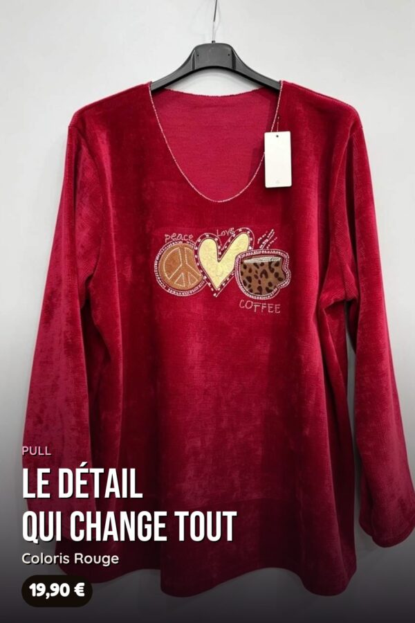 Pull Motif Coffee à Strass