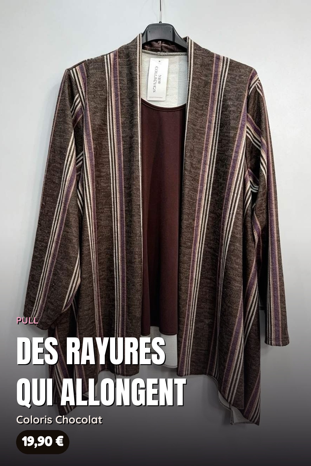 Pull Trompe-l'Œil 2 en 1 Gilet Rayé – Image 9