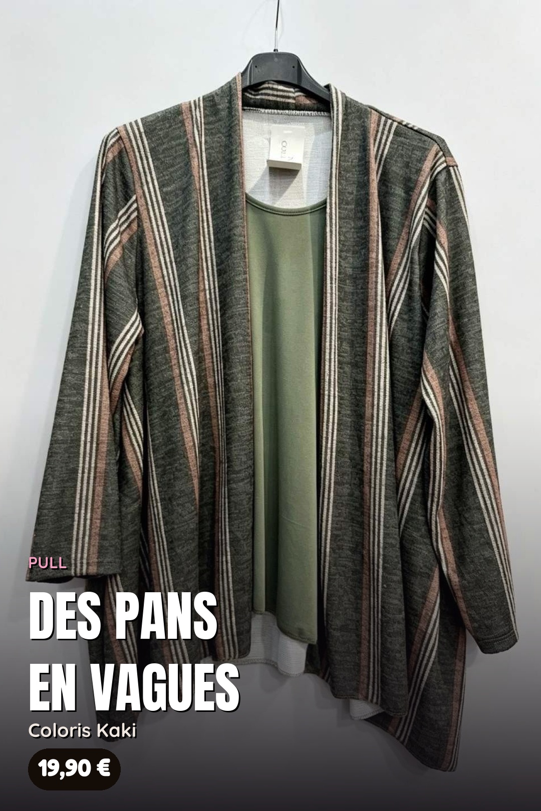 Pull Trompe-l'Œil 2 en 1 Gilet Rayé – Image 7