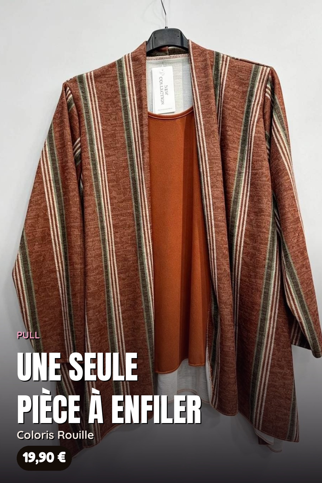 Pull Trompe-l'Œil 2 en 1 Gilet Rayé – Image 6